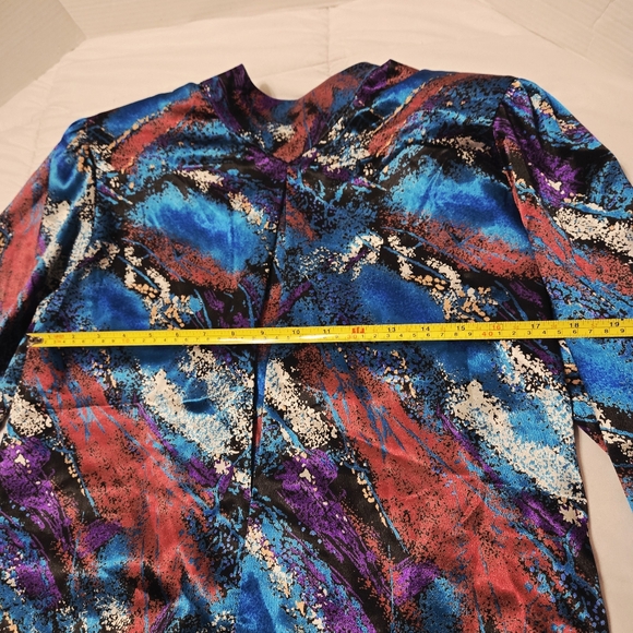 Vintage Michelle Stuart Sz M Magenta Paisley Cottagecore Blouse Retro Satin Feel - Picture 9 of 11